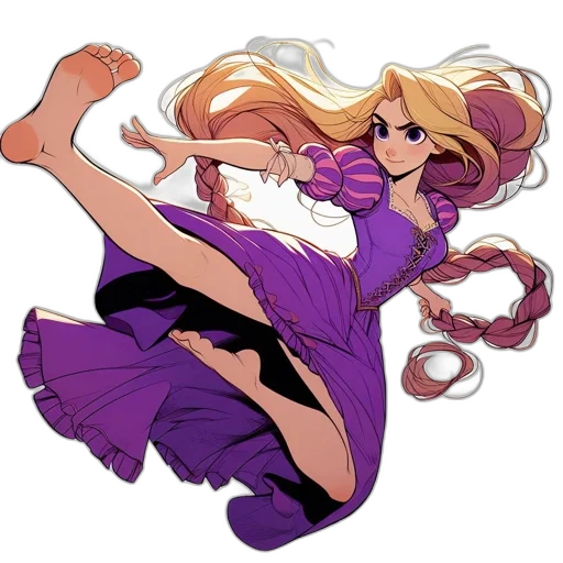dress, hair, staff, anime transparent PNG cut-out