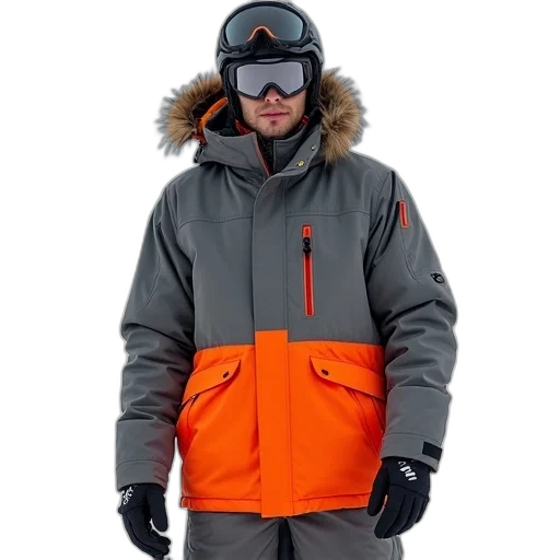 jacket, anorak, snowboard, grey transparent PNG cut-out