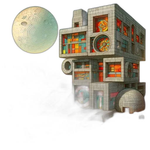 building, robot, concept art, 3d render transparent PNG cut-out