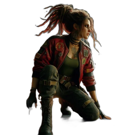 jacket, weapon, concept art, cyberpunk transparent PNG cut-out