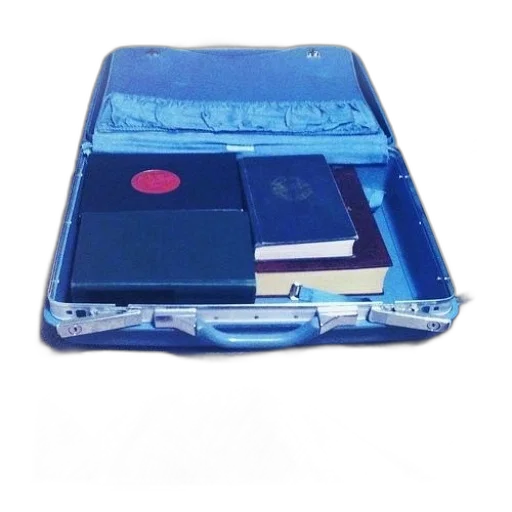 blue, suitcase, books, red transparent PNG cut-out