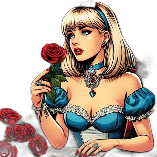 jewelry, flower, comic book art, fantasy art transparent PNG cut-out