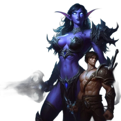 fantasy art, concept art, comic book art, blue transparent PNG cut-out