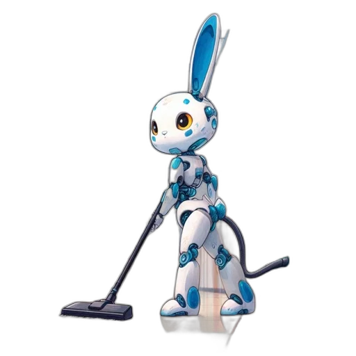 robot, staff, 3d render, concept art transparent PNG cut-out