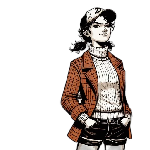 jacket, staff, hat, comic book art transparent PNG cut-out