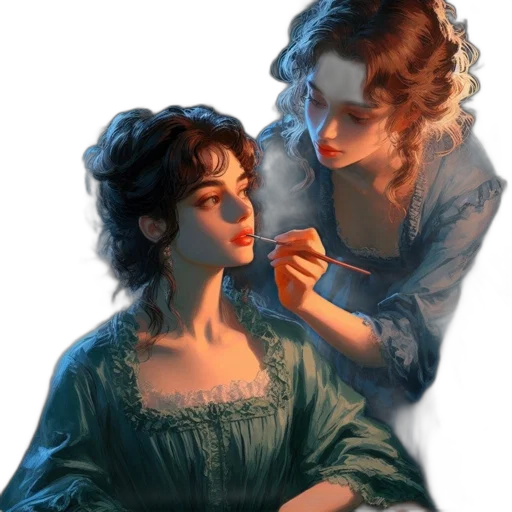 jewelry, face, dress, oil painting transparent PNG cut-out