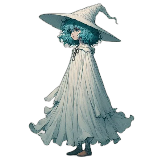 dress, hat, staff, umbrella transparent PNG cut-out