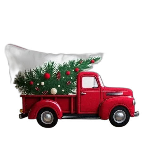 christmas, truck, linen, lumbar transparent PNG cut-out