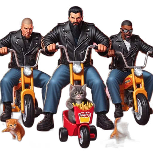 concept art, comic book art, cartoon, three transparent PNG cut-out