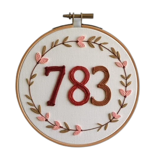 embroidery, numbers, hoop, hanging transparent PNG cut-out
