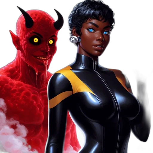 comic book art, concept art, two, characters transparent PNG cut-out