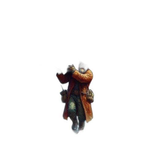 jacket, staff, weapon, creature transparent PNG cut-out