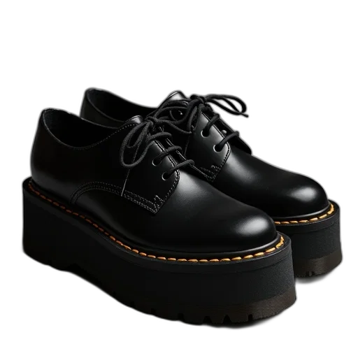 shoes, black, chunky, creeper transparent PNG cut-out