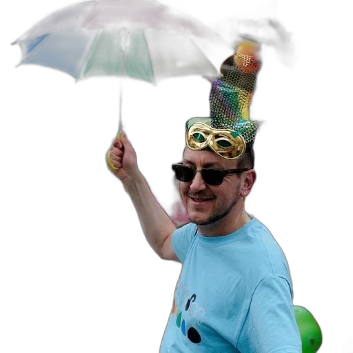 umbrella, hat, staff, creature transparent PNG cut-out