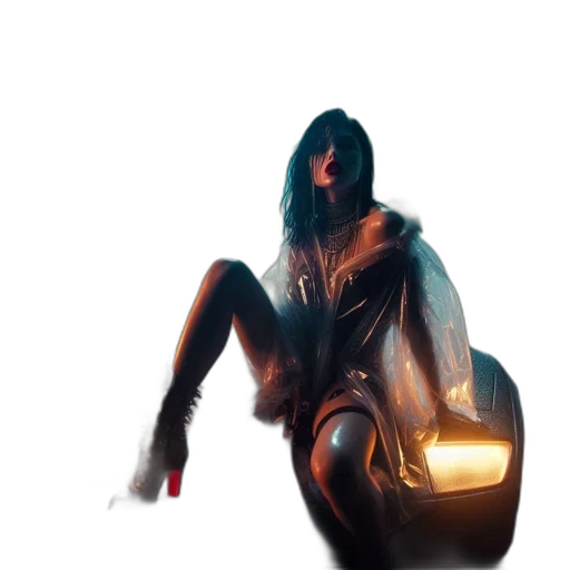 car, dress, concept art, cyberpunk transparent PNG cut-out