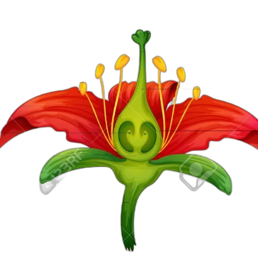 flower, crown, staff, dragon transparent PNG cut-out