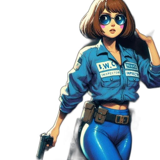 jacket, weapon, robot, staff transparent PNG cut-out