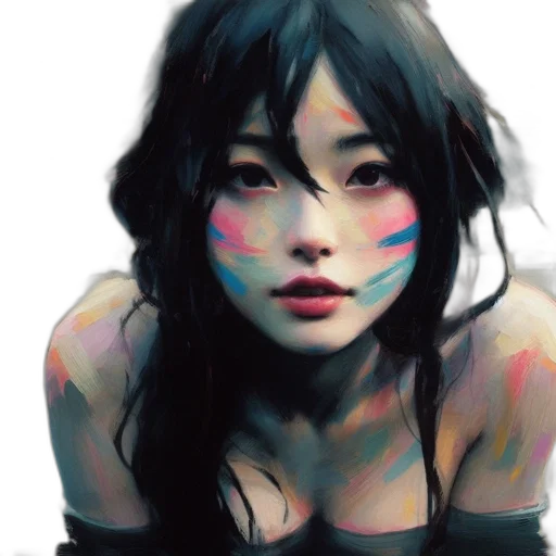 face, watercolor, oil painting, photorealistic transparent PNG cut-out