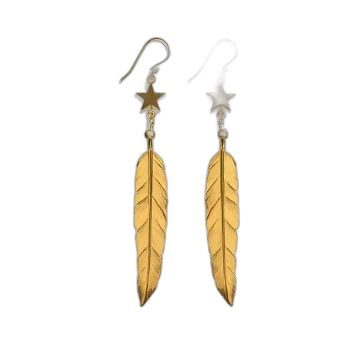 jewelry, pair, gold, feather transparent PNG cut-out