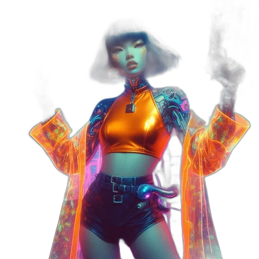 jacket, robot, dress, cyberpunk transparent PNG cut-out