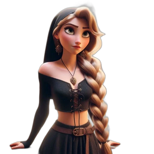 dress, jewelry, staff, hair transparent PNG cut-out