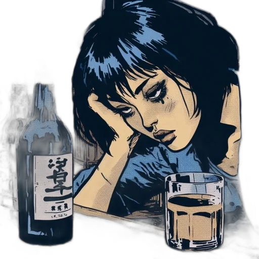 bottle, comic book art, concept art, vaporwave transparent PNG cut-out