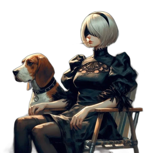 animal, dress, staff, robot transparent PNG cut-out