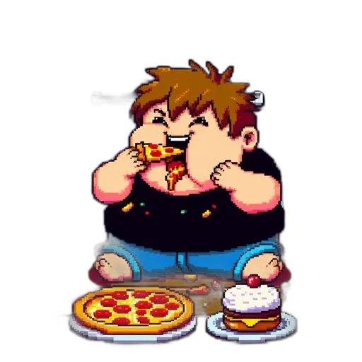 food, pixel art, cartoon, vaporwave transparent PNG cut-out