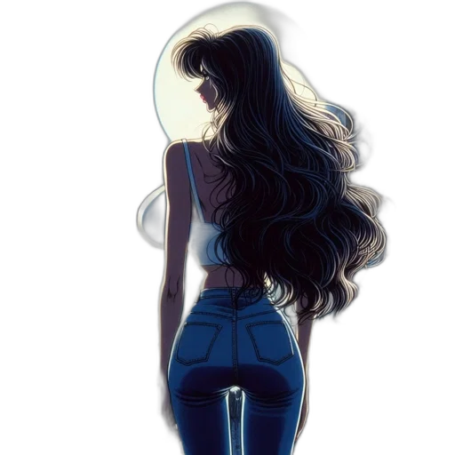 hair, dress, jacket, staff transparent PNG cut-out