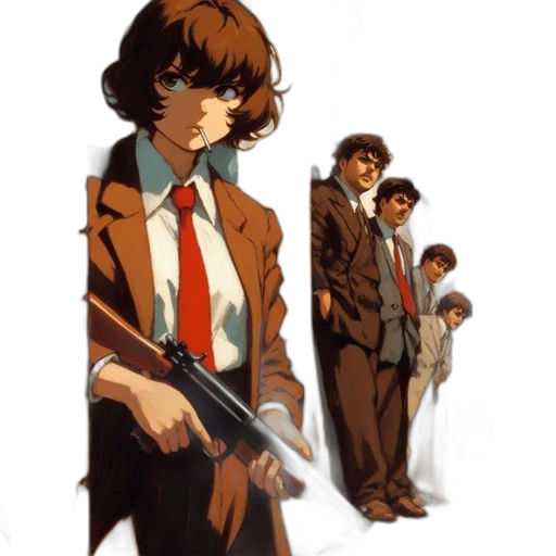 jacket, weapon, comic book art, concept art transparent PNG cut-out