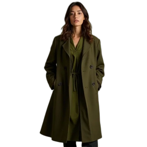 jacket, dress, green, earth tones transparent PNG cut-out