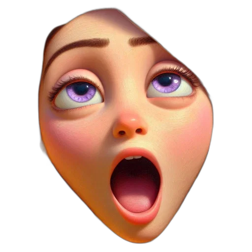 face, 3d render, concept art, surprised transparent PNG cut-out