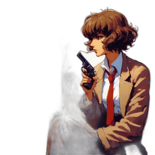 jacket, weapon, staff, face transparent PNG cut-out