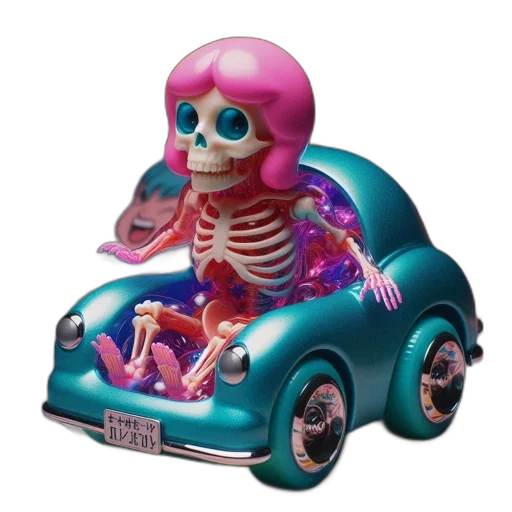 car, robot, vaporwave, 3d render transparent PNG cut-out