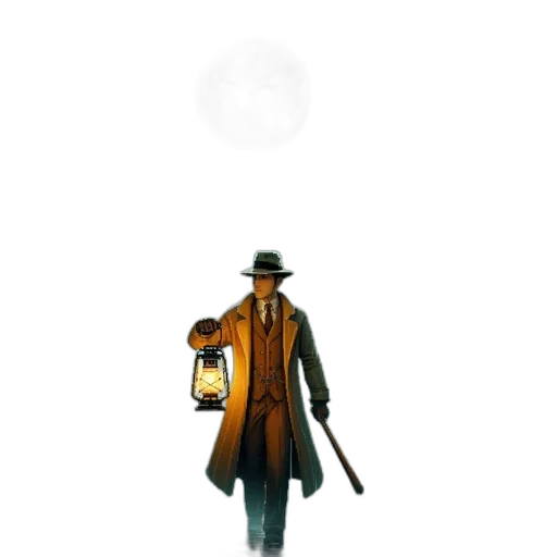 staff, hat, jacket, weapon transparent PNG cut-out
