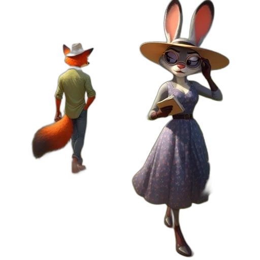 hat, dress, staff, animal transparent PNG cut-out