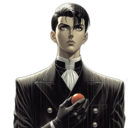 jacket, face, staff, comic book art transparent PNG cut-out