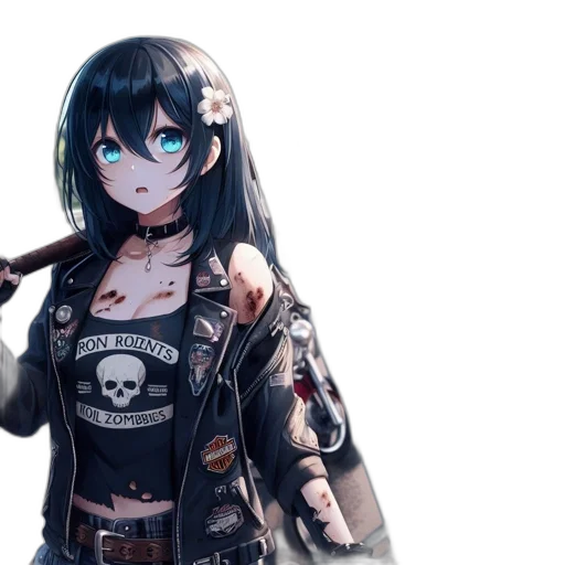 weapon, jacket, staff, anime transparent PNG cut-out