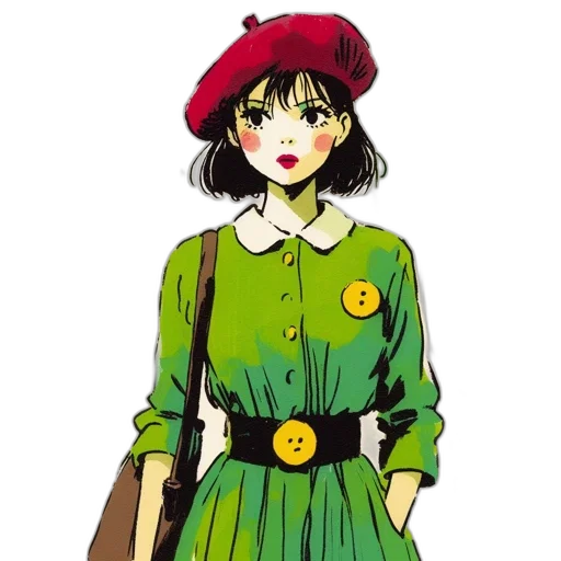 dress, staff, hat, jacket transparent PNG cut-out