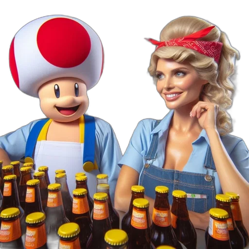 bottle, hat, 3d render, concept art transparent PNG cut-out