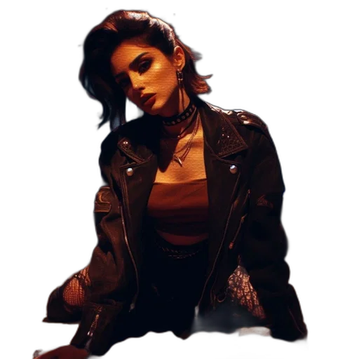 jacket, jewelry, face, cyberpunk transparent PNG cut-out