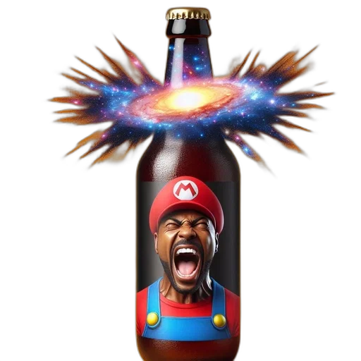 bottle, colorful, label, featuring transparent PNG cut-out