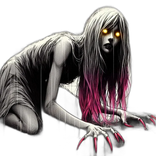 creature, hair, staff, concept art transparent PNG cut-out