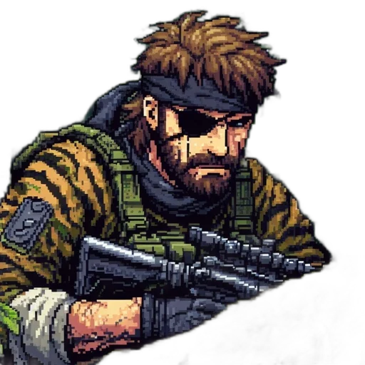 weapon, jacket, face, pixel art transparent PNG cut-out