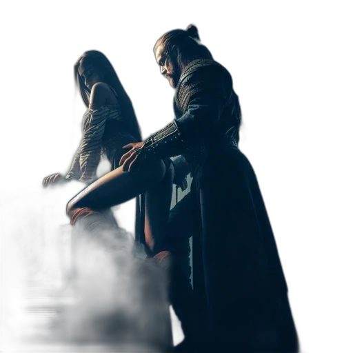 staff, sword, jacket, concept art transparent PNG cut-out