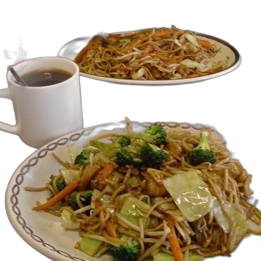 food, photorealistic, plate, noodles transparent PNG cut-out