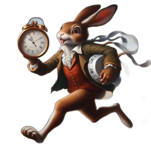 concept art, anthropomorphized, rabbit, wearing transparent PNG cut-out