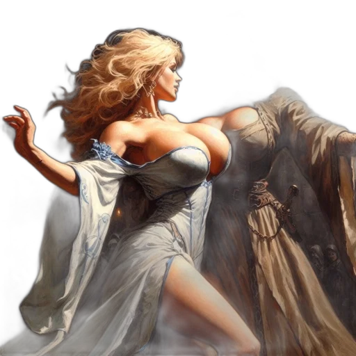dress, fantasy art, concept art, comic book art transparent PNG cut-out