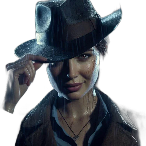 hat, face, jacket, staff transparent PNG cut-out