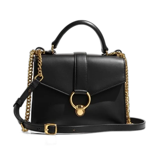 dark, black, leather, handbag transparent PNG cut-out